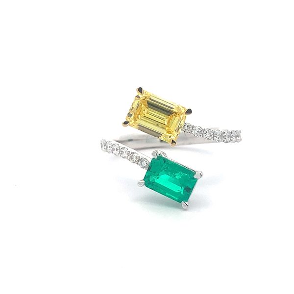 14KW Lab Diamond and Emerald Ring Blue Marlin Jewelry, Inc. Islamorada, FL