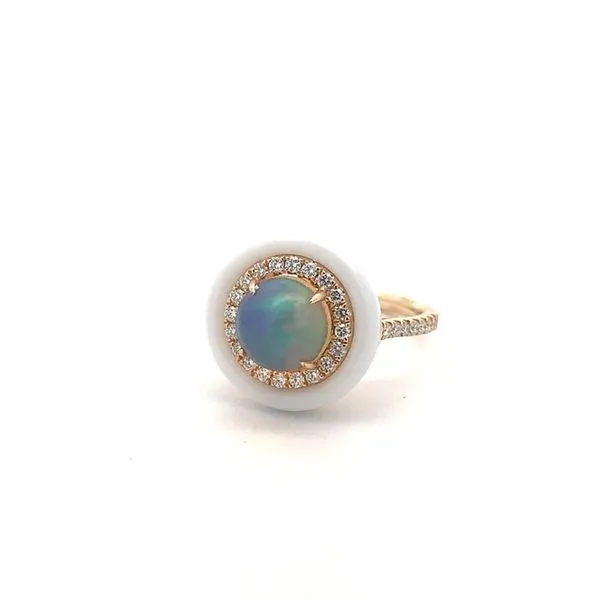 14K White Frame Opal Ring Blue Marlin Jewelry, Inc. Islamorada, FL