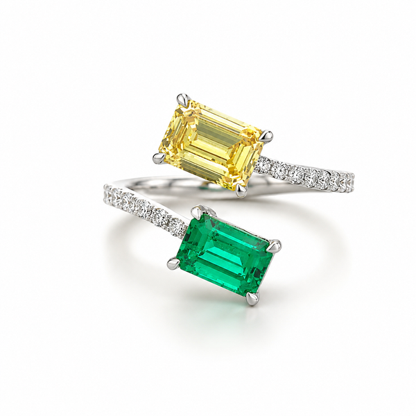 14KW Lab Diamond and Emerald Ring Blue Marlin Jewelry, Inc. Islamorada, FL