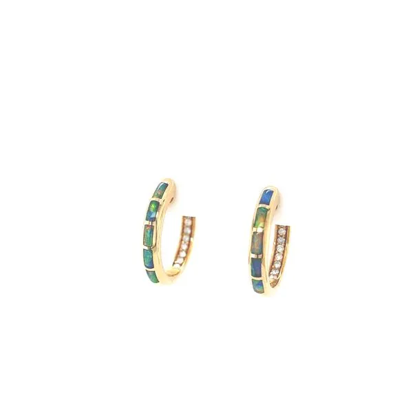 Kabana Opal and Diamond Hoop Earrings Blue Marlin Jewelry, Inc. Islamorada, FL