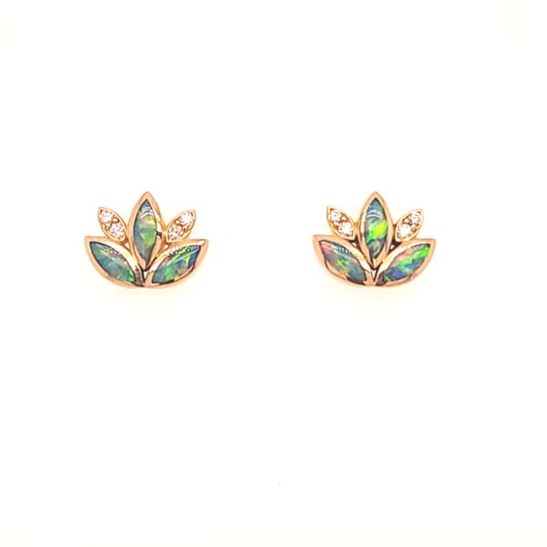 Kabana Opal and Diamond Lotus Flower Stud Earrings Blue Marlin Jewelry, Inc. Islamorada, FL
