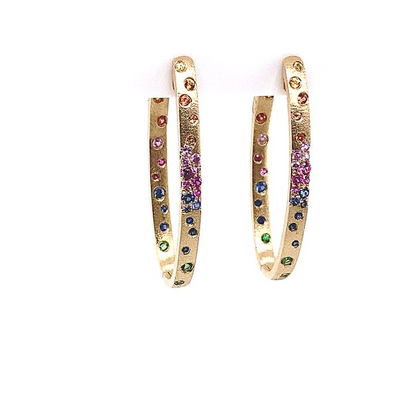 Dilamani Confetti Colored Stone Hoop Earrings Blue Marlin Jewelry, Inc. Islamorada, FL