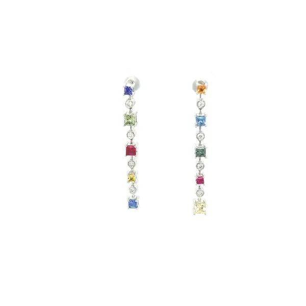 Rainbow Sapphire and Diamond Post Earrings Blue Marlin Jewelry, Inc. Islamorada, FL