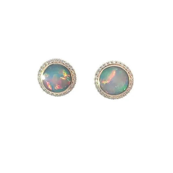 Opal Earrings with Diamond Halo Blue Marlin Jewelry, Inc. Islamorada, FL