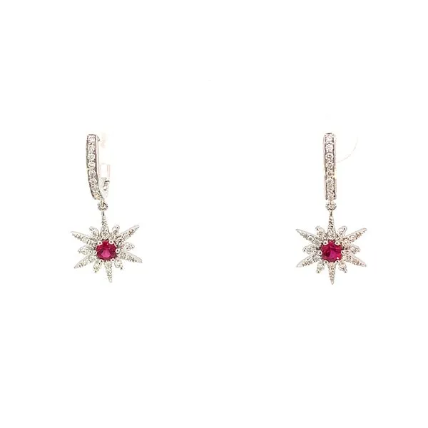 14K White Gold Diamond Ruby Earrings Blue Marlin Jewelry, Inc. Islamorada, FL
