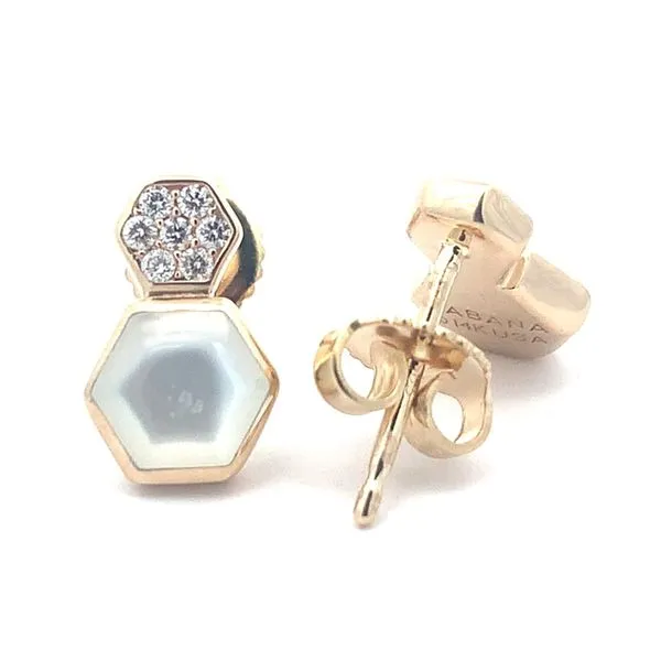 14K Diamond and White Mother-of-Pearl Earrings Blue Marlin Jewelry, Inc. Islamorada, FL