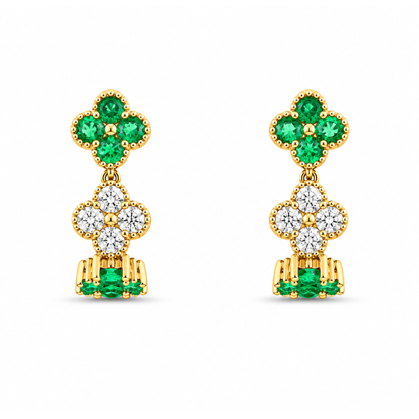 18K Yellow Gold Huggie 0.51ctw Emerald Earrings Blue Marlin Jewelry, Inc. Islamorada, FL