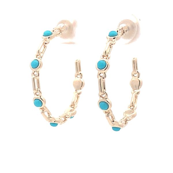 14K Turquoise Hoop Earrings Blue Marlin Jewelry, Inc. Islamorada, FL
