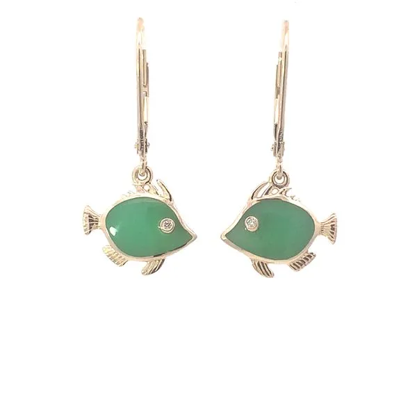 14K Chrysoprase Fish Earrings Blue Marlin Jewelry, Inc. Islamorada, FL
