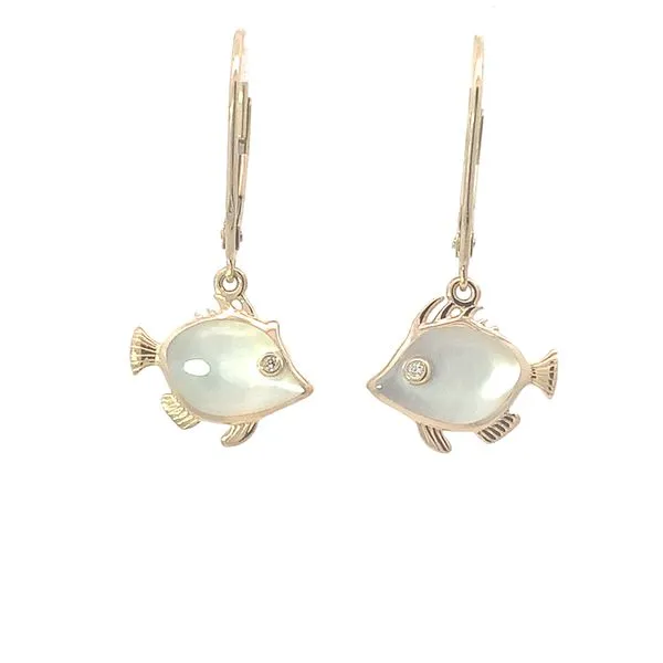 14K Mother-of-Pearl Fish Earrings Blue Marlin Jewelry, Inc. Islamorada, FL