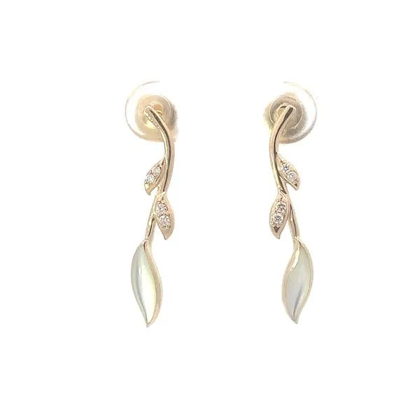 14K Mother-of-Pearl Leaves Drop Earrings Blue Marlin Jewelry, Inc. Islamorada, FL