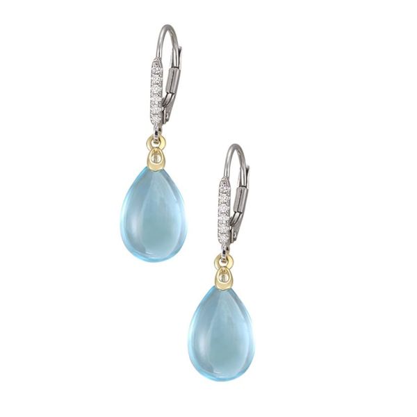 Denny Wong Blue Topaz  Drop Lever Back Earrings with Diamonds Blue Marlin Jewelry, Inc. Islamorada, FL