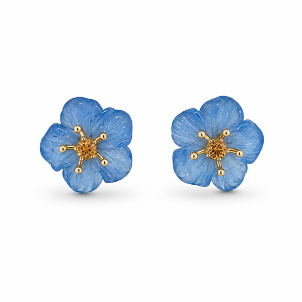 14K Yellow Gold Stud 3.33ctw Agate Earrings Blue Marlin Jewelry, Inc. Islamorada, FL