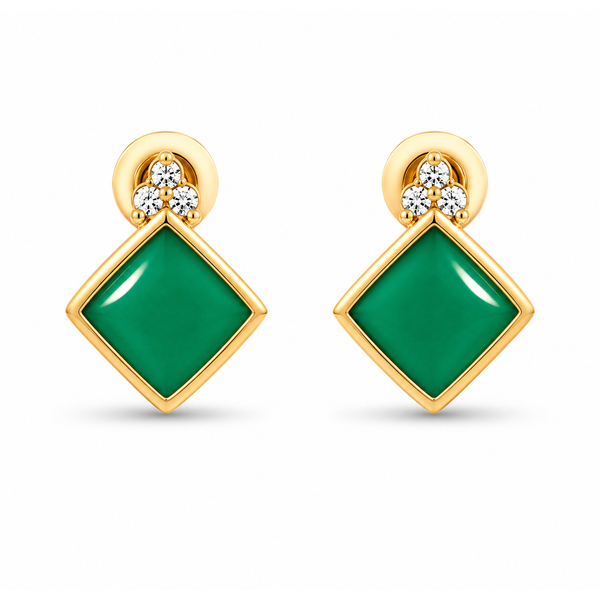 14K Yellow Gold Stud Chyrsoprase Earrings Blue Marlin Jewelry, Inc. Islamorada, FL