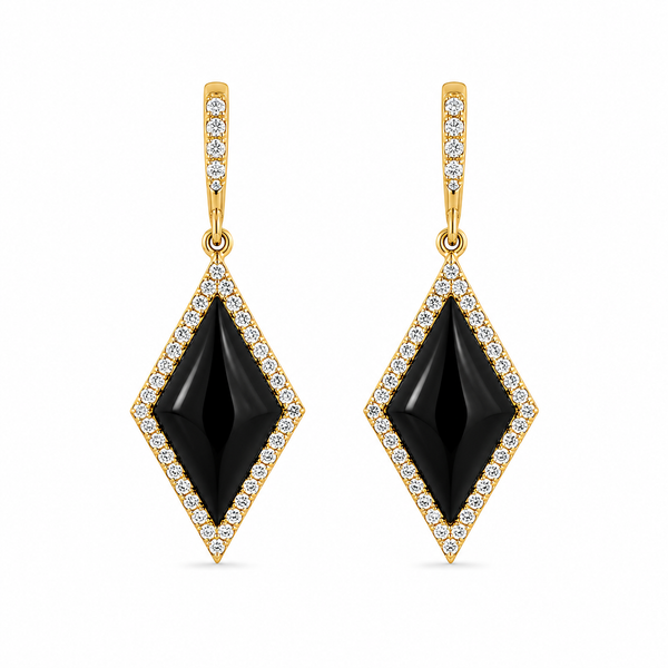 14K Yellow Gold Drop Onyx Earrings Blue Marlin Jewelry, Inc. Islamorada, FL