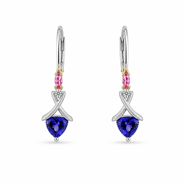 18K Two Tone Drop 0.87ctw Tanzanite Earrings Blue Marlin Jewelry, Inc. Islamorada, FL