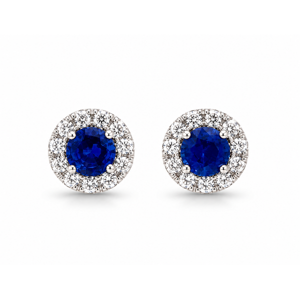 14K White Gold Stud 0.68ctw Sapphire Earrings Blue Marlin Jewelry, Inc. Islamorada, FL