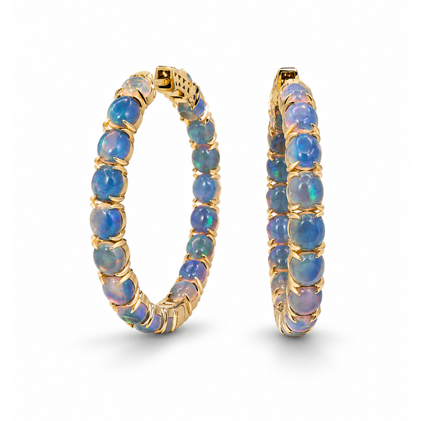 14K Yellow Gold Inside Out 7.32ctw Opal Earrings Blue Marlin Jewelry, Inc. Islamorada, FL