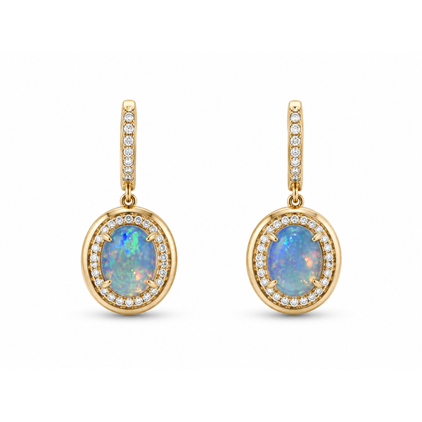 14K Yellow Gold Drop 4.01ctw Opal Earrings Blue Marlin Jewelry, Inc. Islamorada, FL