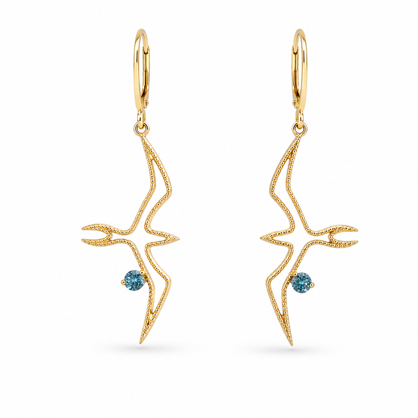 14K Yellow Gold Dangle Zircon Earrings Blue Marlin Jewelry, Inc. Islamorada, FL