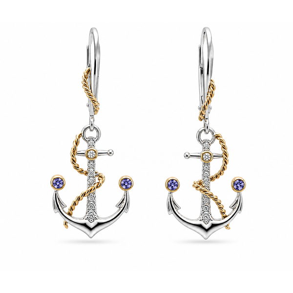 14K Two Tone Dangle 0.10ctw Tanzanite Earrings Blue Marlin Jewelry, Inc. Islamorada, FL