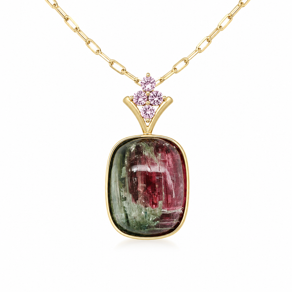 Denny Wong Cat's Eye Rainbow Tourmaline and Pink Sapphire  Pendant Blue Marlin Jewelry, Inc. Islamorada, FL