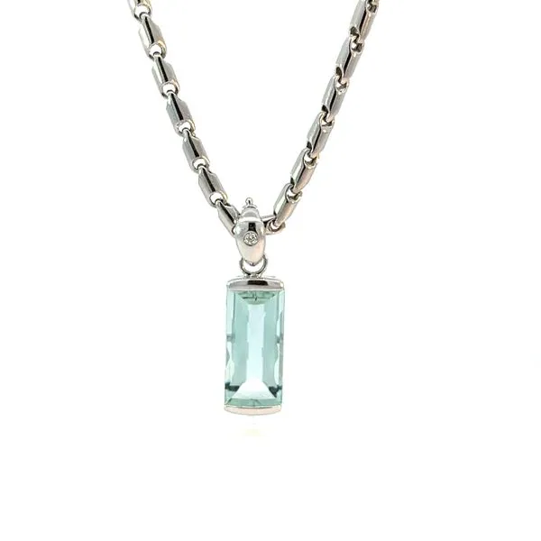 18KW AQUA PENDANT W/DIAMOND BEZELED BAIL Blue Marlin Jewelry, Inc. Islamorada, FL
