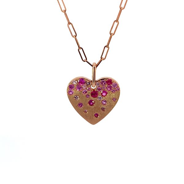 Pink Sapphire and Ruby Confetti Heart Necklace Blue Marlin Jewelry, Inc. Islamorada, FL