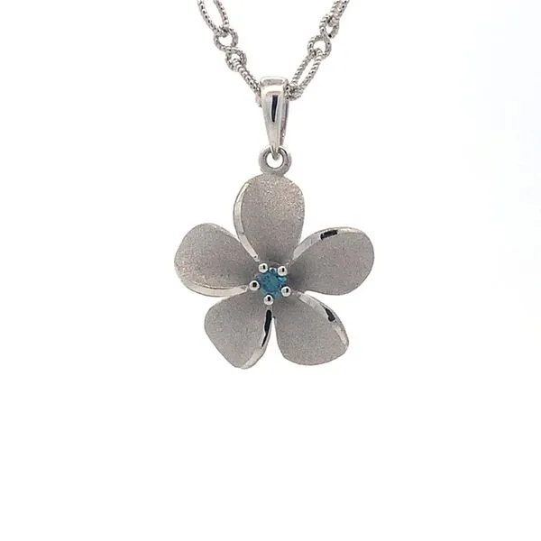 14KW Blue Diamond Plumeria Pendant Blue Marlin Jewelry, Inc. Islamorada, FL