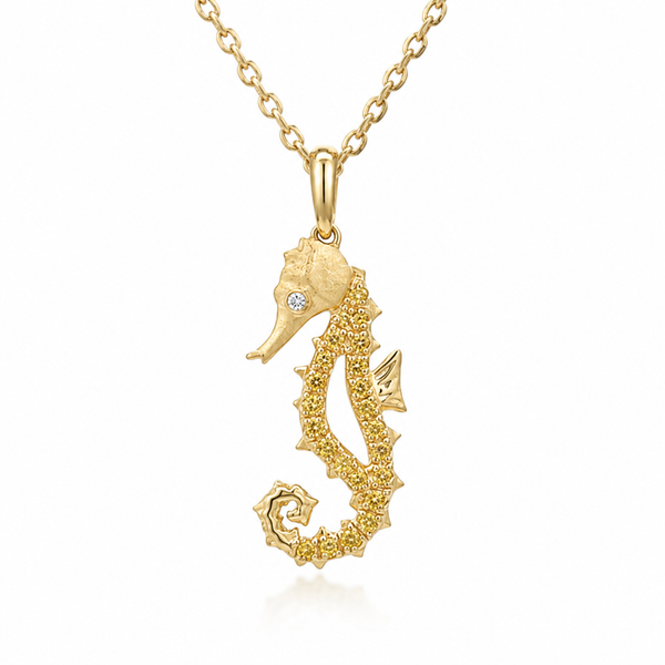 14K Yellow Sapphire Seahorse Pendant Blue Marlin Jewelry, Inc. Islamorada, FL