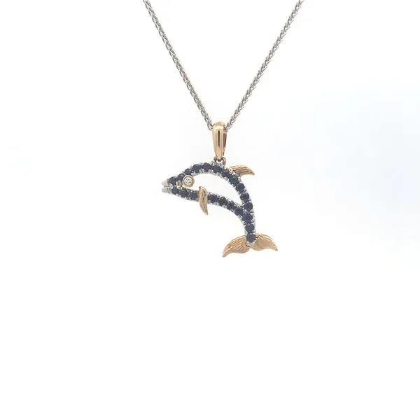 14K Blue Sapphire Dolphin Pendant Blue Marlin Jewelry, Inc. Islamorada, FL