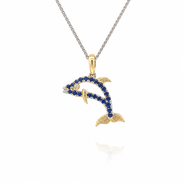 14K Blue Sapphire Dolphin Pendant Blue Marlin Jewelry, Inc. Islamorada, FL