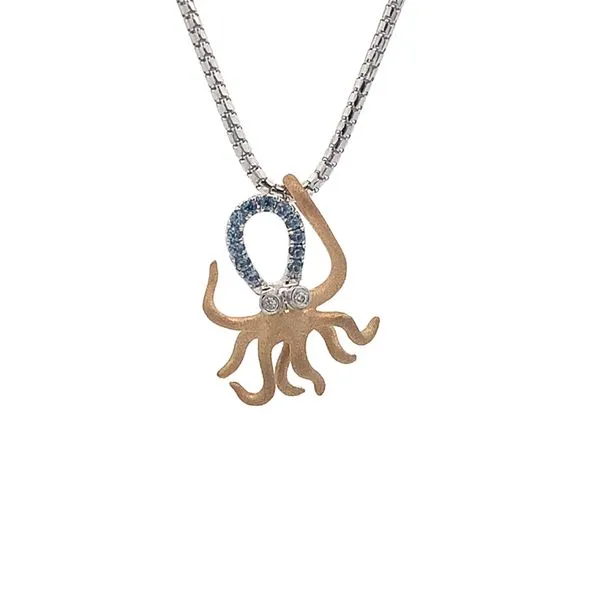 14K Blue Sapphire Octopus Pendant Blue Marlin Jewelry, Inc. Islamorada, FL