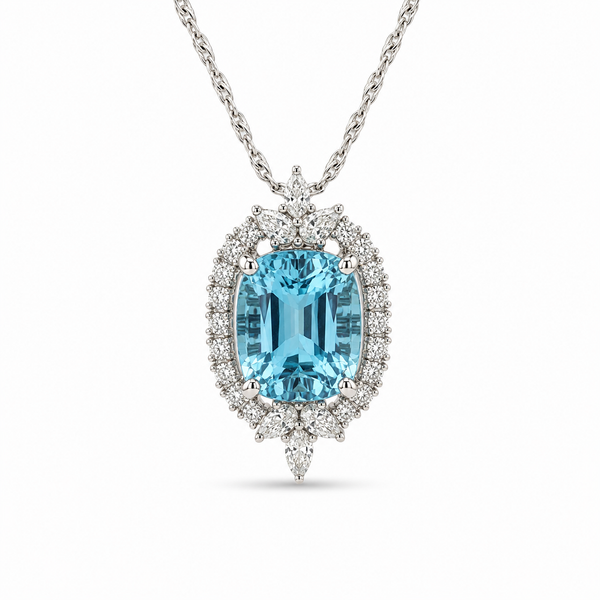 Platinum 3.63ctw Aquamarine Pendant/Charm Blue Marlin Jewelry, Inc. Islamorada, FL