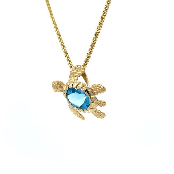 Sea Turtle With Blue Topaz Image 2 Blue Marlin Jewelry, Inc. Islamorada, FL