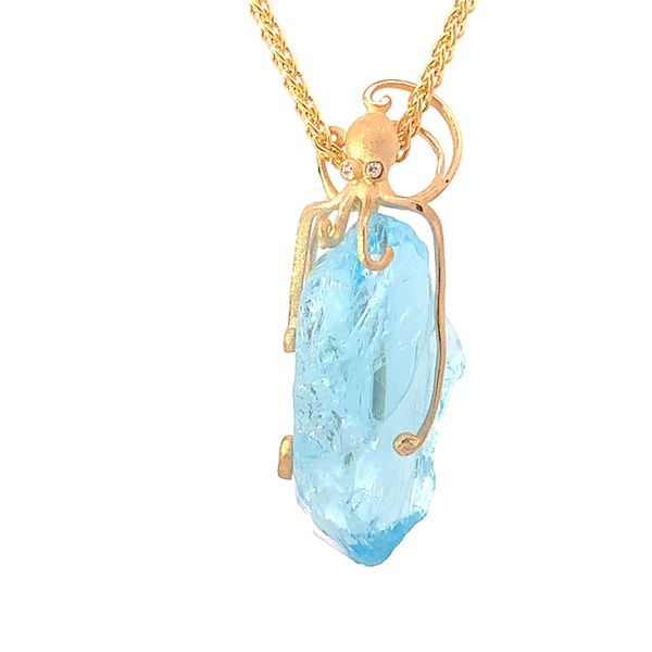 14K Octopus holding Blue Topaz Pendant Blue Marlin Jewelry, Inc. Islamorada, FL
