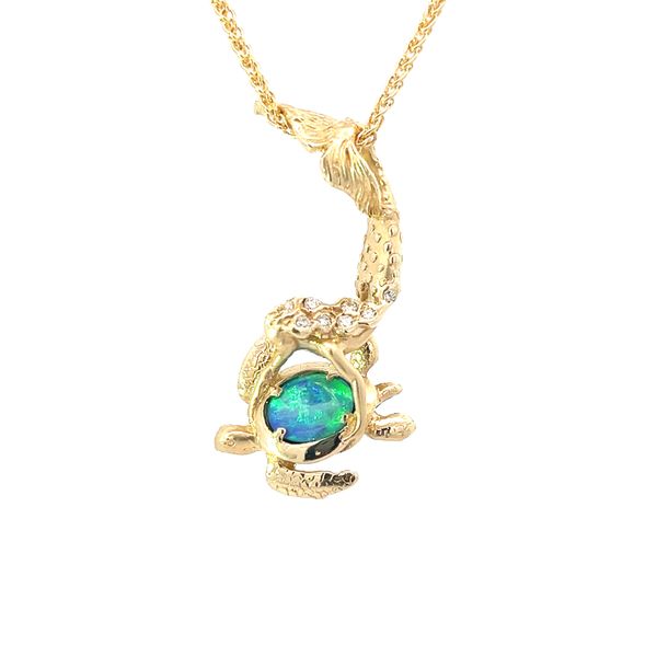 14K Mermaid and Turtle Pendant with Opal Blue Marlin Jewelry, Inc. Islamorada, FL