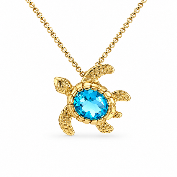 Sea Turtle With Blue Topaz Blue Marlin Jewelry, Inc. Islamorada, FL
