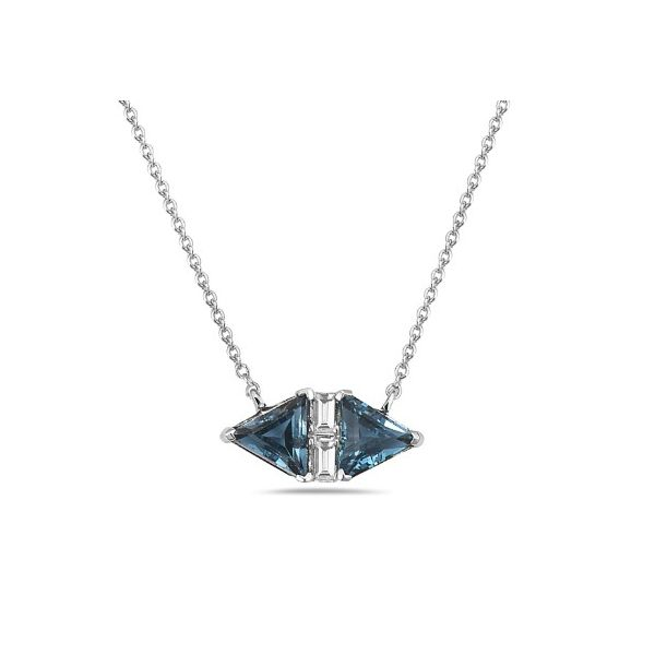 London Blue Topaz and Diamond Pendant/Necklace Image 2 Blue Marlin Jewelry, Inc. Islamorada, FL