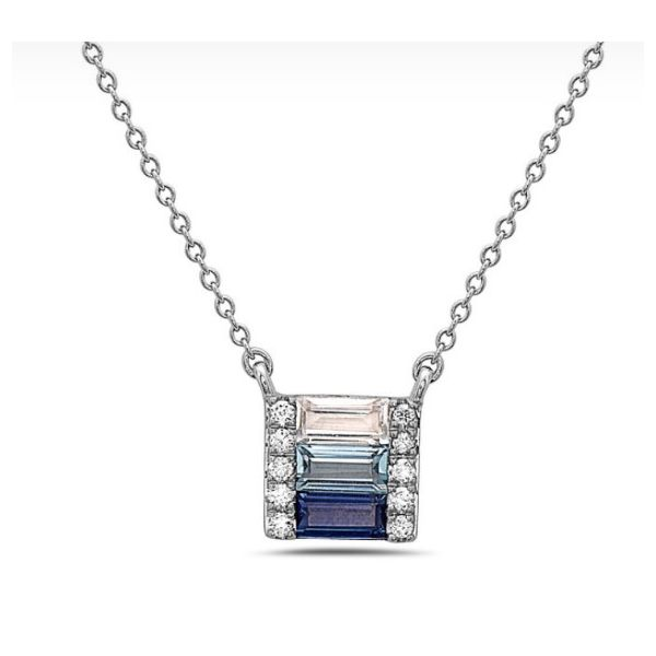 Blue Sapphire, Blue and White Topaz Pendant/Necklace with Diamonds Blue Marlin Jewelry, Inc. Islamorada, FL