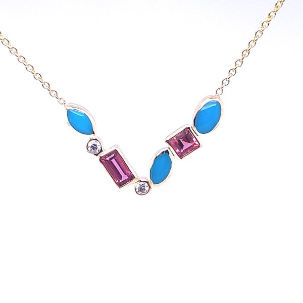 Kabana Turquoise & Rubellite Pendant/Necklace with Diamonds Blue Marlin Jewelry, Inc. Islamorada, FL