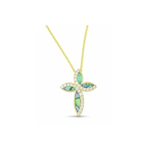 Frederic Sage Venus Romantic Cross Abalone & Diamond Pendant/Necklace Blue Marlin Jewelry, Inc. Islamorada, FL