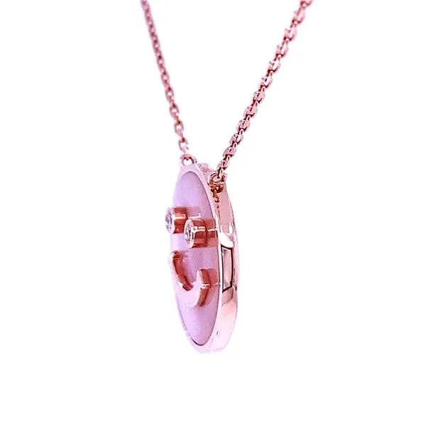 Fredrick Sage White Mother of Pearl Happy Face Pendant/Necklace with Diamonds Image 2 Blue Marlin Jewelry, Inc. Islamorada, FL