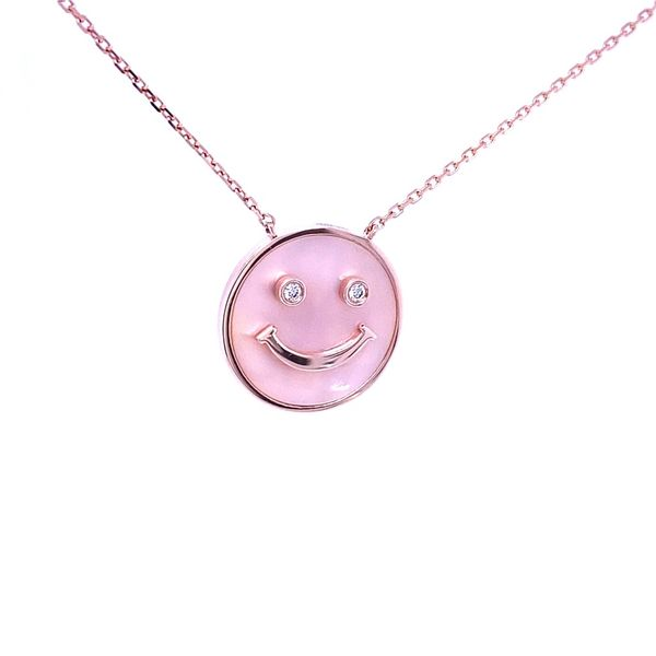 Fredrick Sage White Mother of Pearl Happy Face Pendant/Necklace with Diamonds Image 4 Blue Marlin Jewelry, Inc. Islamorada, FL