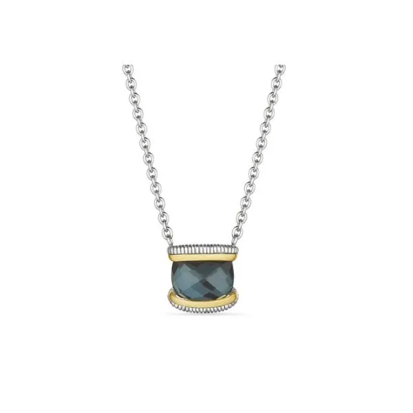 Judith Ripka Eternity Necklace With Blue Quartz Over Hematite Doublet and 18K Gold Blue Marlin Jewelry, Inc. Islamorada, FL