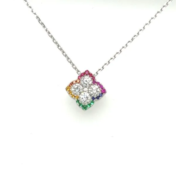 Frederic Sage Fleur D'Amour Multi Color Diamond Pendant Necklace Blue Marlin Jewelry, Inc. Islamorada, FL