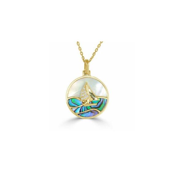 Sailboat Wave Abalone Mother Of Pearl Necklace 001-235-00298