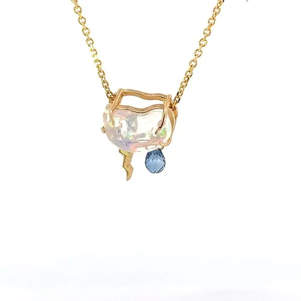 14K Mexican Fire Opal and Sapphire Necklace Blue Marlin Jewelry, Inc. Islamorada, FL