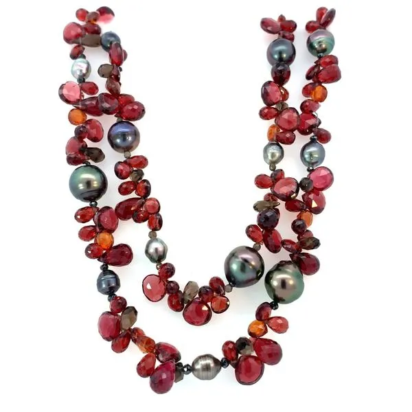 Garnet and Tahitian Pearl Double Stand Necklace Blue Marlin Jewelry, Inc. Islamorada, FL