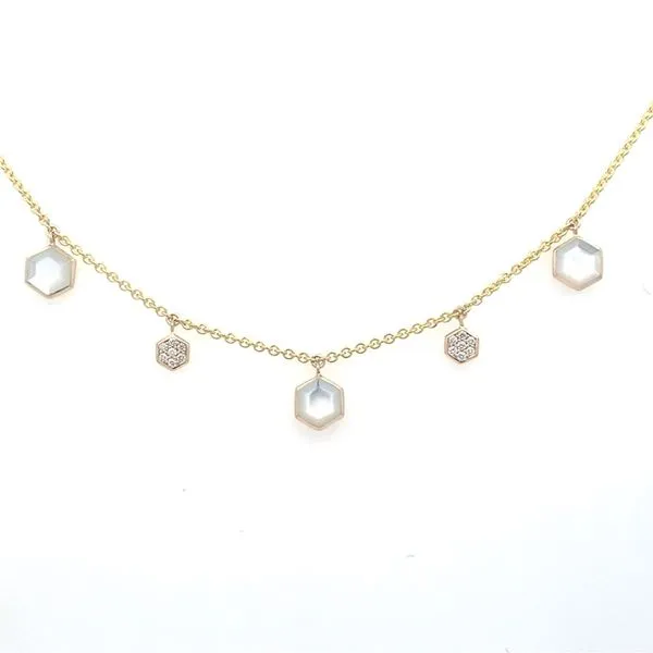 14K Diamond and White Mother-of-Pearl Neckalce Blue Marlin Jewelry, Inc. Islamorada, FL